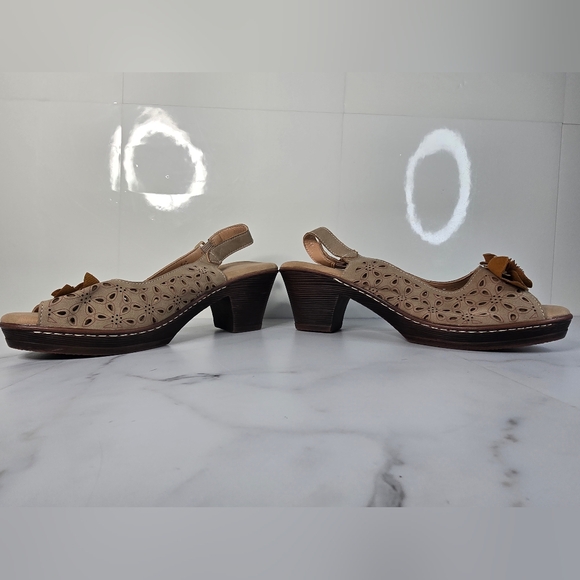 Patrizia by Spring Step, Ollevo Brown, Open Toe Sling Back Heeled Sandal, Sz 42 - Picture 4 of 11